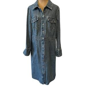 Vintage Faded Glory blue jean denim dress jacket duster Y2K Western revival Lg